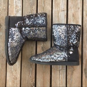 SO Women’s Black Sparkle Sequin Bling Boots